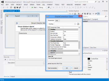 Tela de captura do dotConnect for Oracle V8.5 lançado 